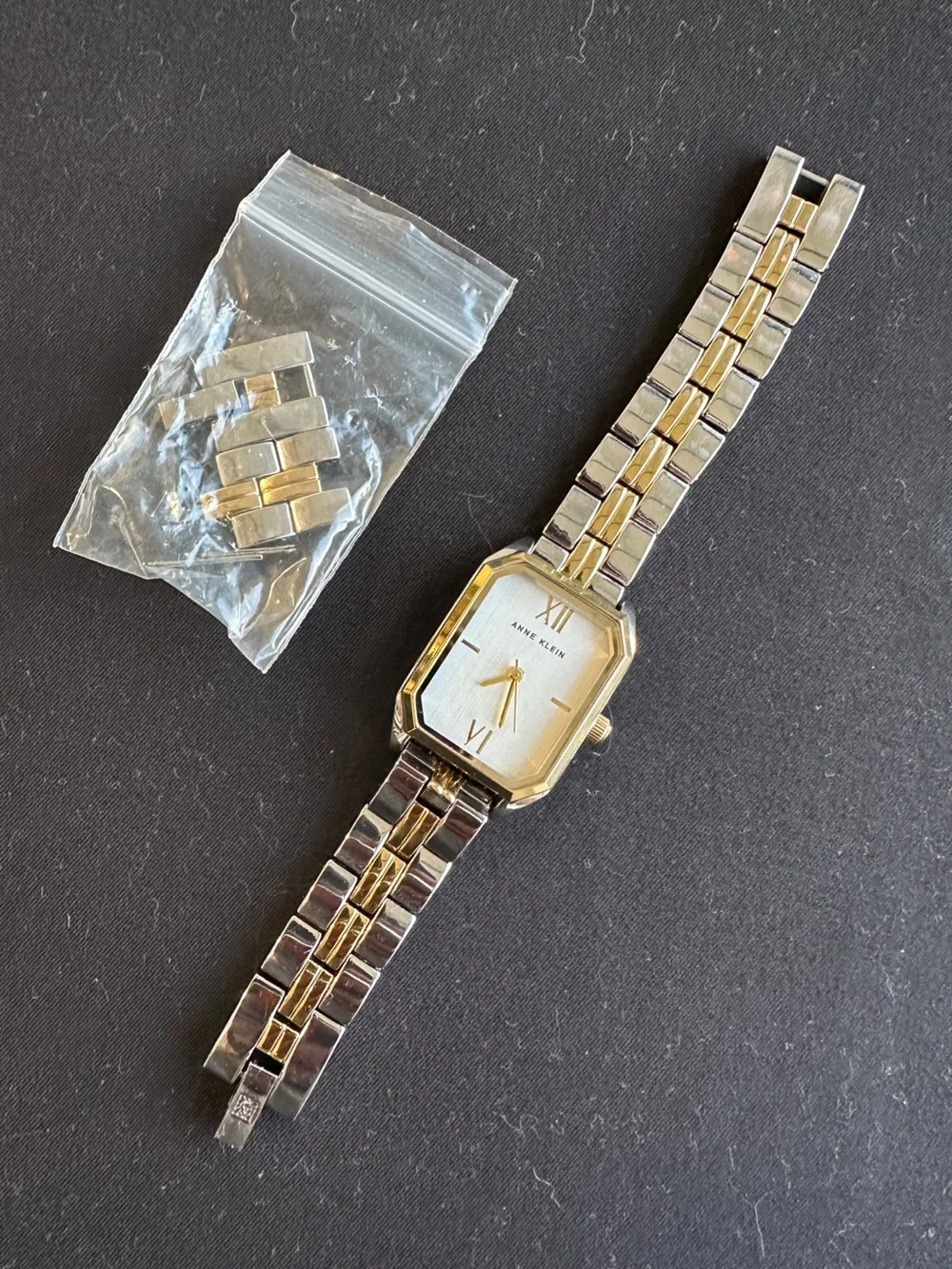 Anne Klein Watch Two-Tone Silver and Gold Rectangular Bracelet Watch